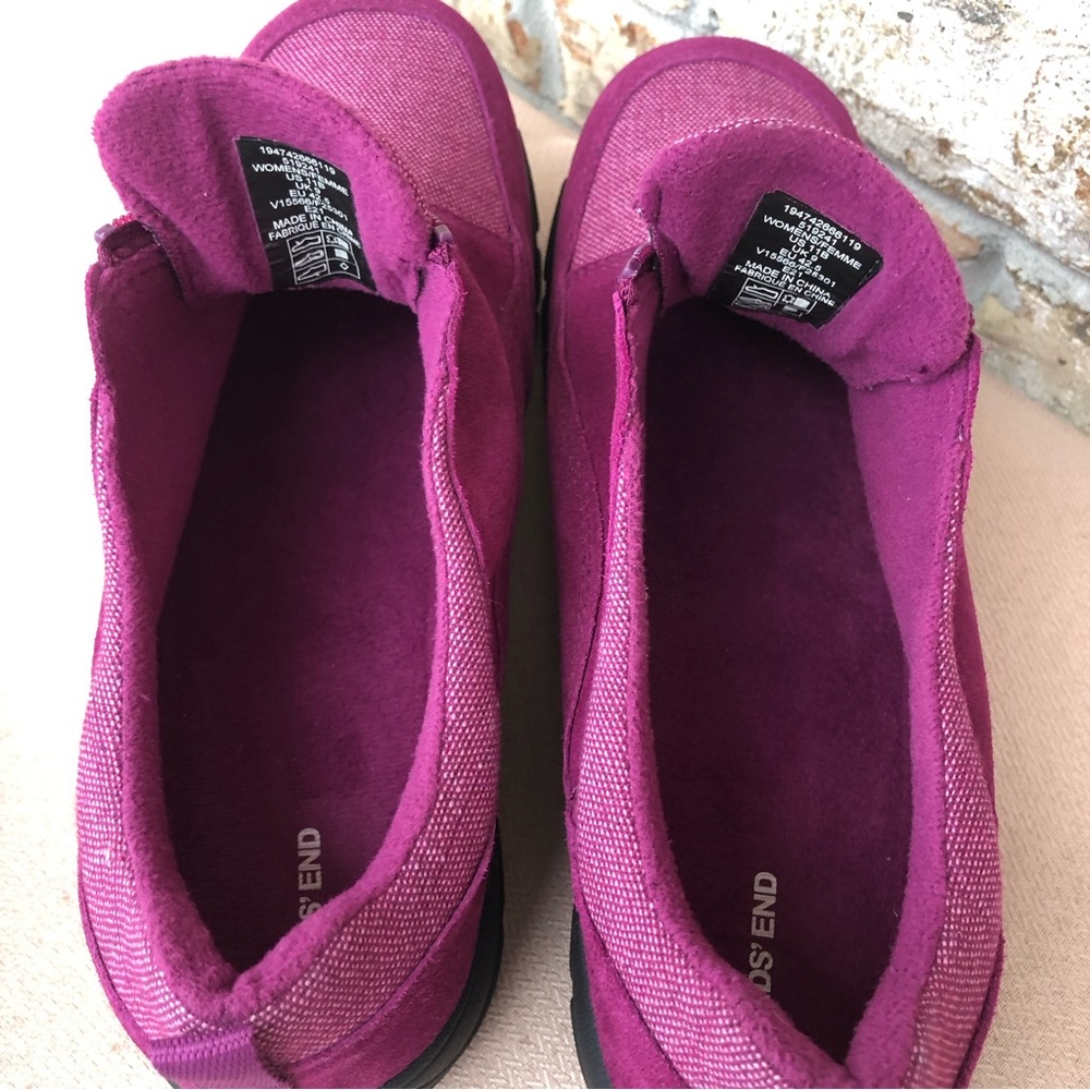 Lands’ End Women's All Weather Insulated Purple Suede Leather Zip Moc Shoes 11 - Picture 12 of 14